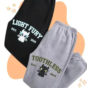 Matching Couple Toothless and Light Fury Print Sweatpants, Dragon's Couple Sweatpants, How To Train Your Dragon, Valentines Couple Cartoon Movie Pants, Trendy Top Sweatpants, Unisex Cotton Graphic Casual Sweatpants, Gift For Lover, Couple, Best Gift SS
