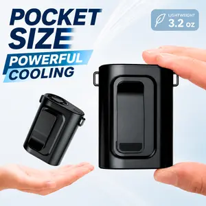 Portable Waist Fan Rechargeable 5000mAh, 4-Speed 5300RPM Strong Airflow Clip Fan with Lanyard , Wearable Belt Fan for Work, Camping, Travel, Hiking, Construction, Outdoor Cooling Black & Gray