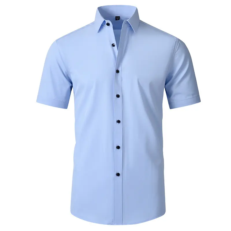 blue short sleeved shirt