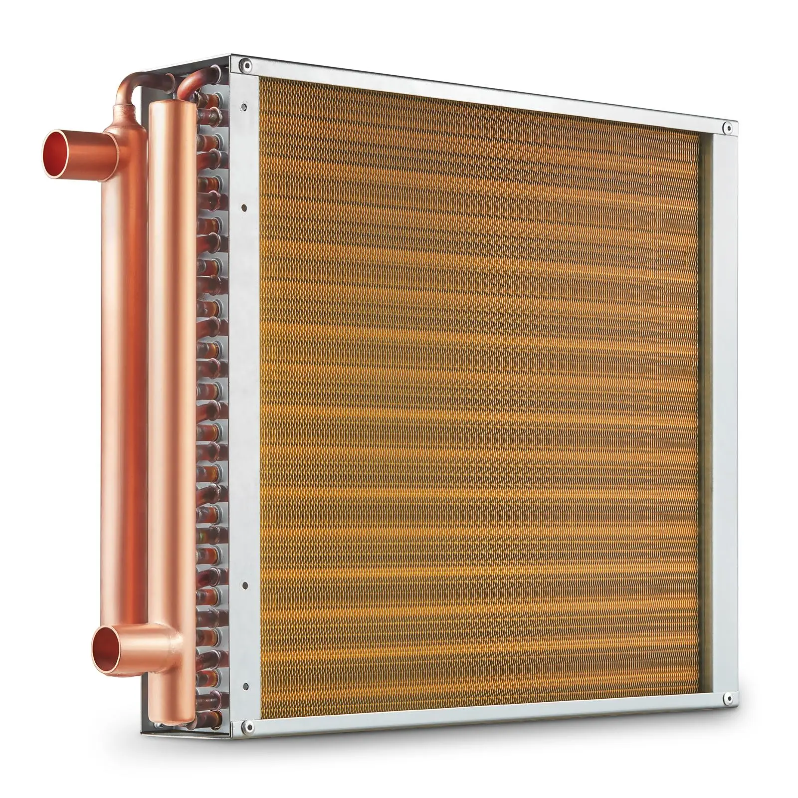VEVOR Water-to-Air Heat Exchanger Appliance, 16”x16” Large Surface Unit, 3-Row 3/8in Copper Ports, 193 Aluminum Fins, Corrosion-Resistant, 160kbtu per Hour Heat Transfer, -40-356°F/-40-180°C, for Outdoor Wood Furnaces, Residential Heating