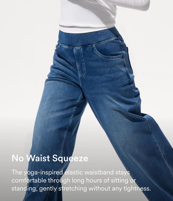 【Creator‘s Pick】Halara Flex High Waisted Pockets Baggy Wide Leg Washed Casual Jeans