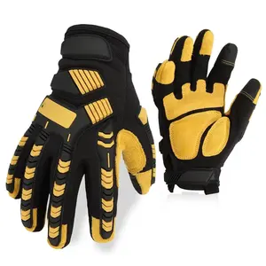 Work Gloves for Men, Heavy Ducty TPR Protector Impact Gloves, Anti Vibration, Abrasion Resistance, Flex Grip, Touch Screen (M)