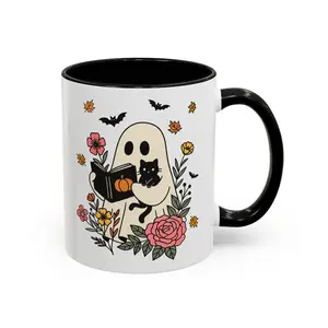 Halloween Ghost Reading a Book - Mug 11 oz
