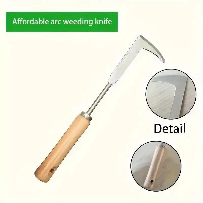 Professional 12in Stainless Steel Patio Crack Weeder Manual Weed Puller, Rust Resistant Garden Crevice Cleaning Tool with Ergonomic Beech Wood Handle for Sidewalk & Driveway Maintenance