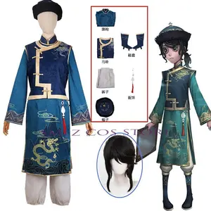 Anime Edgar Valden Cosplay Game Identity ⅤPainter Costume Censer Chinese Retro Tangzhuang Wig Set Party Role Play Outfit for Man