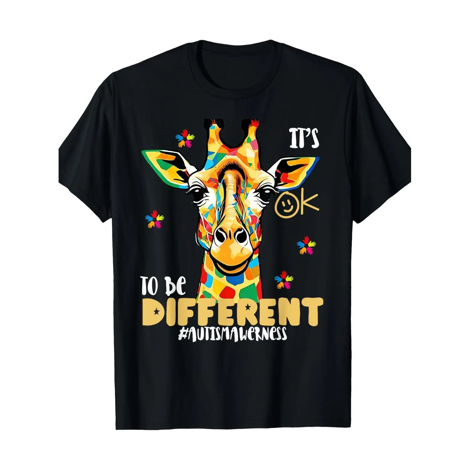 Cute Giraffe Autism Awareness T Shirt Celebrate Differences Unisex Cotton Gift