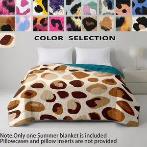 Four-Season Dual-Sided Summer Quilt, Leopard Print Fashion Design, Ice Silk & Milk Velvet, Moisture-Wicking, Comfortable Cover for Bedroom Sofa Office
