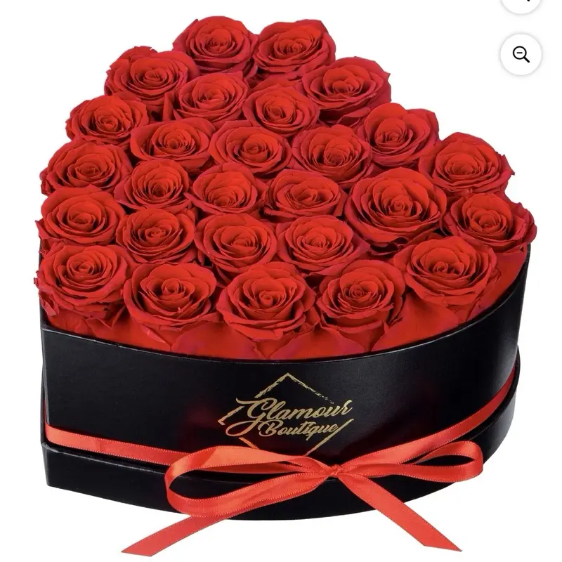 GLAMOUR BOUTIQUE Elegant 27-Piece Long-Lasting Heart-Shape Preserved Forever Rose Arrangement Box - No Artificial Floral Gift Set for Her, Ideal for Valentine's Day, Mother's Day - Red Home Decor, Forever Rose Artificial Flowers