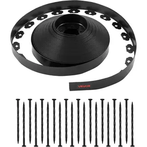 VEVOR Landscape Edging, 100 ft x 1.5 in Plastic Garden Border Edging with 120 Spikes, No Dig, Flexible Lawn Edgings Roll, UV-Resistant Mini Fence Borders Pathway Edgings for Flower Beds Yard Paver