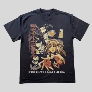 Death Note T-Shirt, Bootleg Vintage Anime Washed Black Graphic Tee