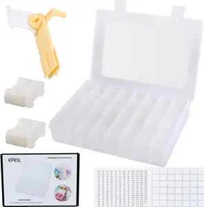 Embroidery Floss Organizer, Cross Stitch Thread Storage Box Tools  Bobbin Winder,  Removable  Compartments with  Hard Plastic Floss Bobbins and Stirs for Craft DIY Embroidery Sewing Storage