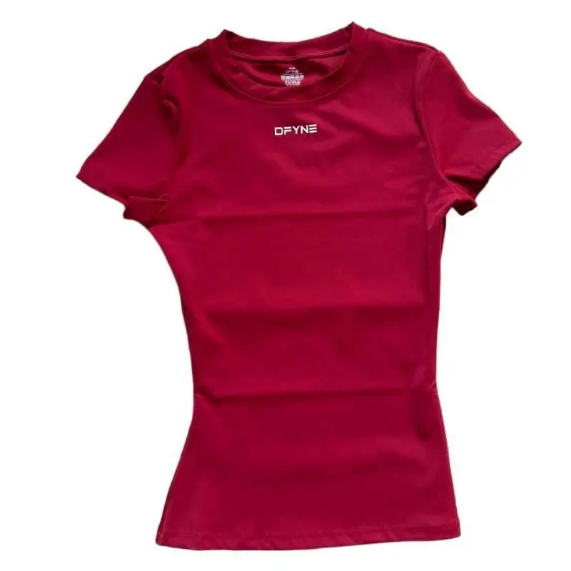 DFYNE Women's Seamless Short Sleeve Gym Workout Top – High Waisted Hourglass Contour, Buttery Soft Body Hugger Full Length Athletic Sport T Shirt for Women, Fitness Yoga Pilates Athletic Running Compression Athleisure Outfit Trendy Summer Clothes