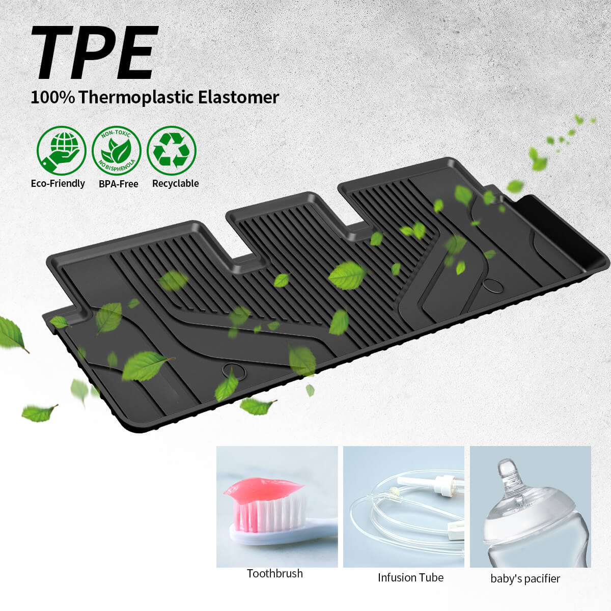 LASFIT Floor Mats Fit 1st & 2nd Row Seat TPE Material