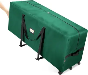 7.5/9 ft Rolling Christmas Tree Storage Bag, 3 Swivel Wheels for Easy Moving, Heavy Duty 600D Oxford Fabric Extra Large Artificial Christmas Tree Bag with Reinforced Carry Handles
