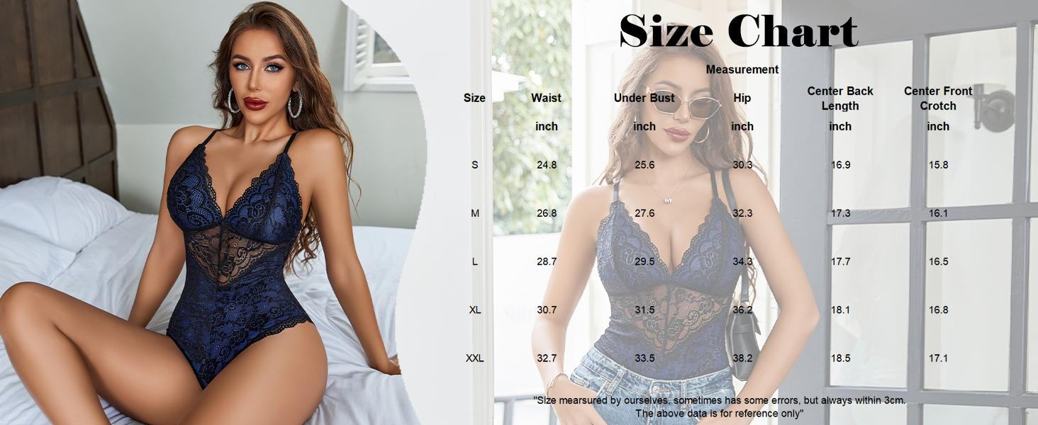 Avidlove Lingerie for Women One Piece Snap Crotch Bodysuit Contrast Lace Mini