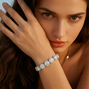 XIANYA Classic Zircon Bracelet 7.5-Inch Chain Unisex Fashion Jewelry Set of Two Matching Zircon Stones for Couples Luxury Love Gift