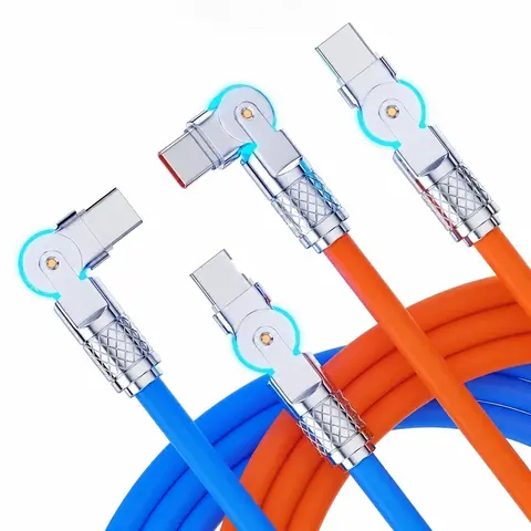 Quriov Flexible Dual Head USB-C Cable - 180° Rotation, 60W High-Power Fast Charging Cord, 1M/2M Length Options, Type C Charging for iPhone & Electronic Devices, Fast Charging Cord Type C