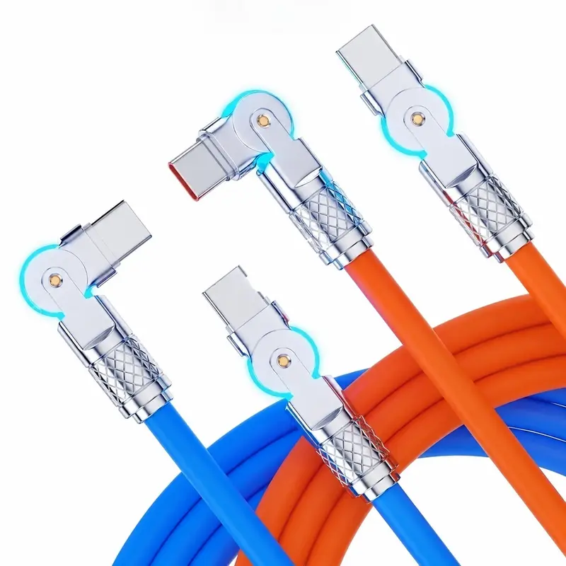 Quriov Flexible Dual Head USB-C Cable - 180° Rotation, 60W High-Power Fast Charging Cord, 1M/2M Length Options, Type C Charging for iPhone & Electronic Devices, Fast Charging Cord Type C