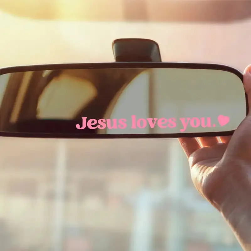 Jesus Loves You Car Decal - Rear View Mirror Sticker - Christian Sticker - Car Decal - Christian Gift (B3)