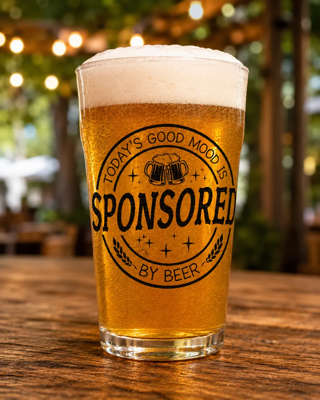 Today's Good Mood Is Sponsored By Beer Custom Printed Beer Glass, Personalized Pint Glass, Stemless Wine Glass, Funny Drinking Glass, Custom Name Glass, Personalized Gift Glass, Beer Glass, Wine Tumbler, Graphic Printed Glass Cup