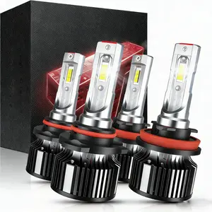 Pack of 4 9005-H11 & HB3 Powersport Bulbs, 66000LM Super Bright 6500K Cool White 9005 Light Bulbs with Fan, 60000+ Hours Service Life, IP68, Easy Plug-N-Play, Perfect for Driving Fog Spot Light