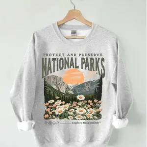 National Parks Vintage Sweatshirt, Protect Our Parks Shirt, Hiking Nature Lover Graphic Sweatshirt, Unisex Sweater