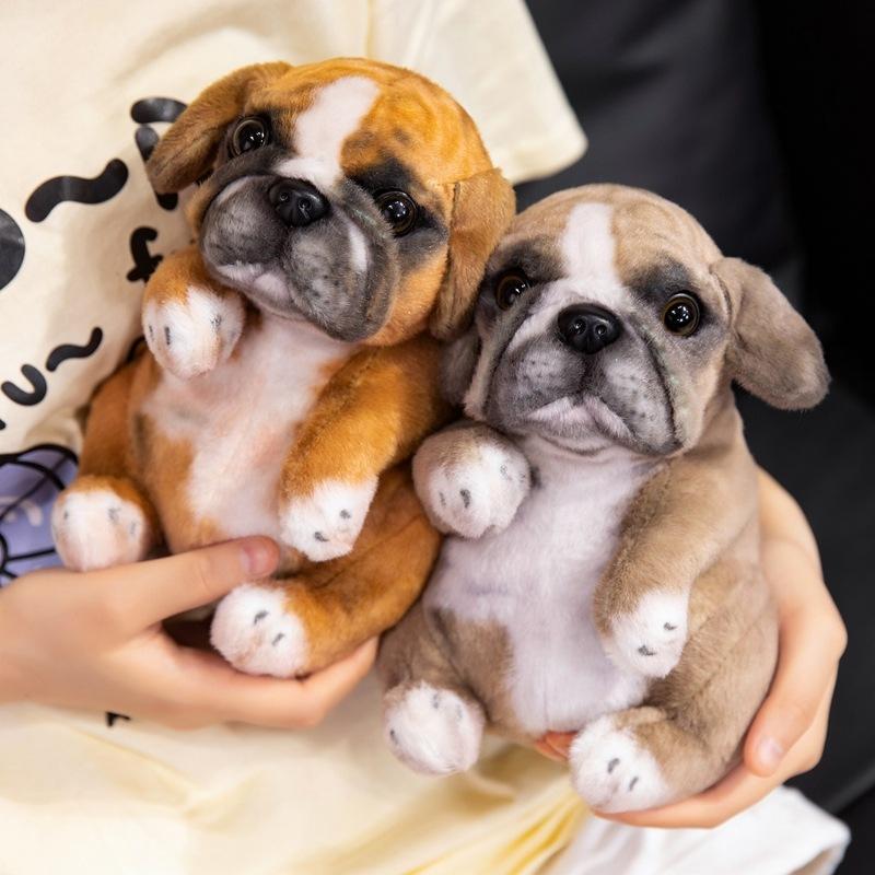 Realistic Bulldog Plush Toy, Stuffed Animal, Soft Fabric Dog with Expressive Eyes and Ears, Realistic Fur Texture, Warm Companion Gift