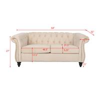 Off-White Velvet 2 Seater Tufted Sofa