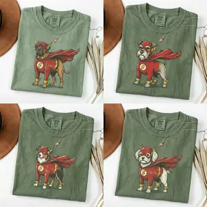 Comfort Colors MOSS I'm The Fastest Puppy Alive Superhero Dog Shirt – Funny Dog Tee for Comic Fans, Fast Dog Lover Gift, Nerdy Flash-Inspired Pet Humor Shirt for Him or Her