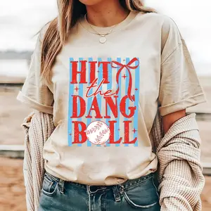 Hit The Dang Ball Baseball Softball T-Shirt, Trendy Game Day Sports Graphic Tee, Funny Unisex Fan Shirt