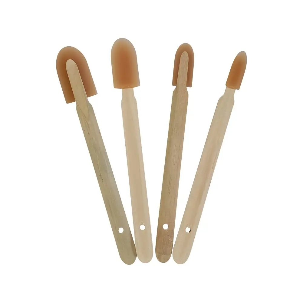 Grout Caulk Finishing Tool - Assorted 4 Size Sets - Smooth Grout Sealant Silicone Caulking Tool - Rubber Spatula Spreader - Grout Sealer Applicator - Ergonomic Handle Grip (Wood)