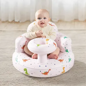 BabyBond Cozy Inflatable Baby Seat with Built-in Air Pump, Toddler Floor Seat for Play Feeding and Bathing - Ages 3-36 Months,  Infant Support Seat for Learn-to-Sit(Dinosaur/Bear/Pumpkin)