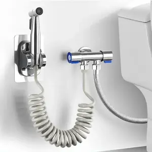 4-in-1 Stainless Steel Handheld Bidet Sprayer, Self-Cleaning Nozzle Bathroom Cleaning Kit