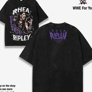 Rhea Ripley Bloody Purple Chain Washed T-Shirt Wrestling Shirt WWE Fans WWE Tee Menswear Cotton Crewneck Premium American Made Acid Washed 100% Cotton men fashion JNS