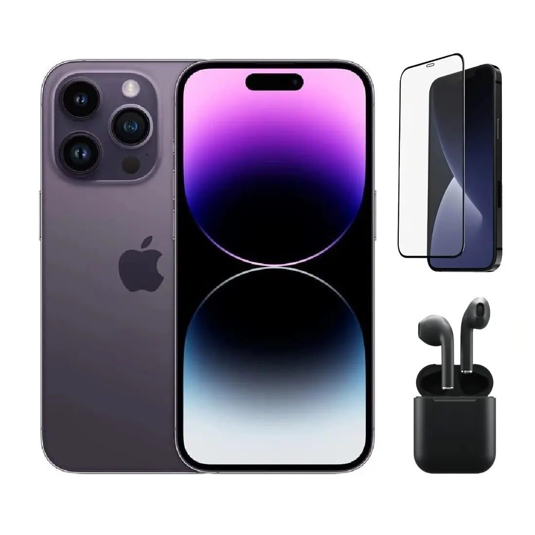Refurbished iPhone 14 Pro (Unlocked)-Acceptable Condition with Wireless Earbuds, Tempered Glass Screen Protector & 1 Year Warranty A2650