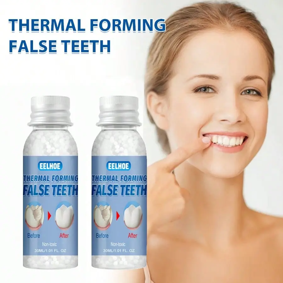Moldable Thermal Forming False Teeth Granules, Temporary Teeth Repair Kit for Missing & Cracked Teeth, 30ml