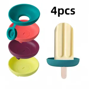 4pcs Silicone Ice Cream Stands, Anti-Drip Conical Support Rack, Portable Popsicle Molds Tray, Dishwasher Safe, Kids Summer Non-Slip Holder