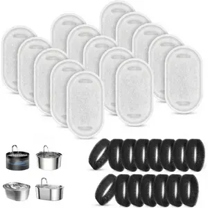 15+15 Pack  Water Fountain Filters, Pet Water Fountain Filters Replacement for / Stainless Steel Fountain 108oz/3.2L& 67oz/2L, 10 Months Set to Keep Drinking