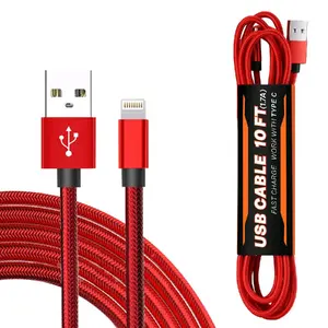 10FT USB Cable For IOS In Red -SKU:DC35-8P10FTRD SKU:DC35-8P10FTRD