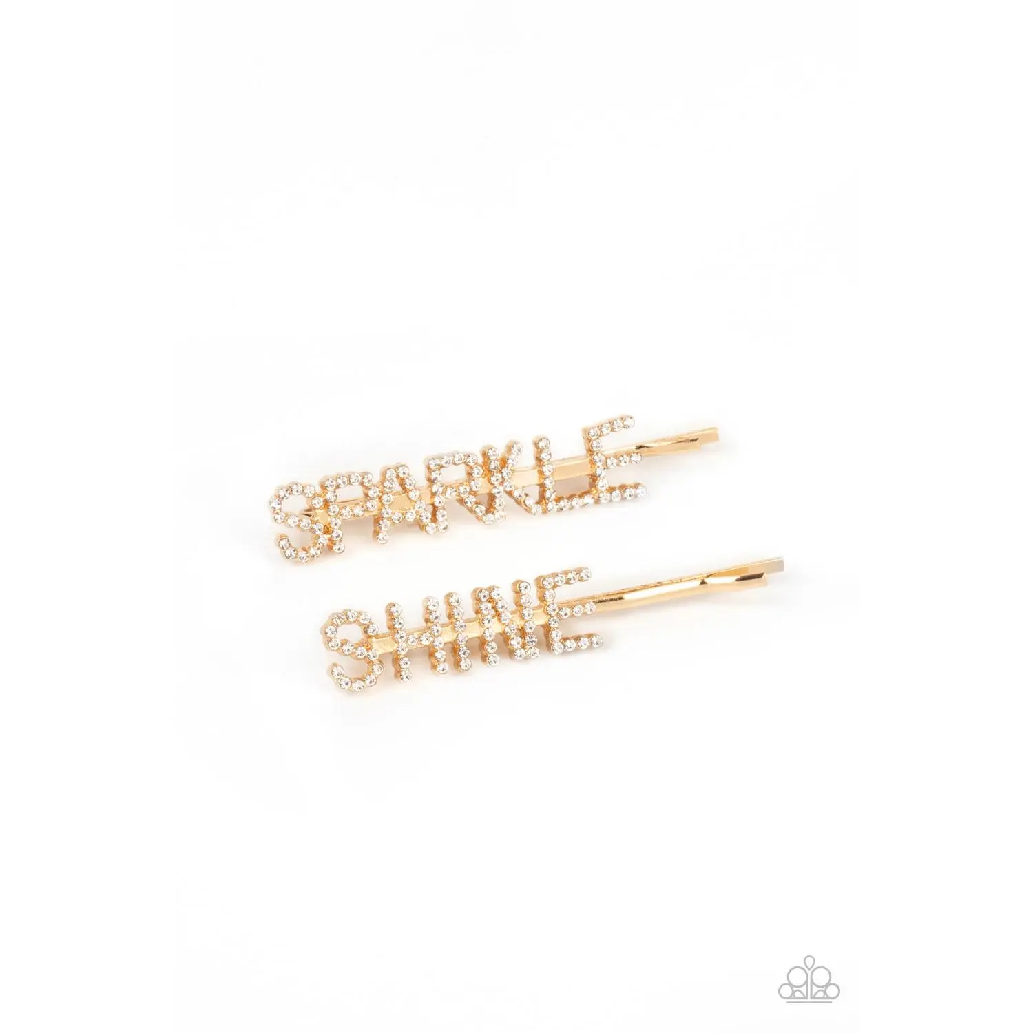 Glamorous Gold Bobby Pins for Women with Sparkling Rhinestone 'Sparkle & Shine' Spell-Out Letters, Sparkling Look