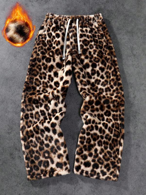 Unisex Leopard Print Fleece Pants, Soft Rabbit Fur Fabric, Fall Winter Warm Comfort, Street Hip Hop Style, Daily & Outdoor Wear Unisex Leopard Print Fleece Pants, Soft Rabbit Fur Fabric, Fall Winter Warm Comfort, Street Hip Hop Style, Daily & Outdoor Wear