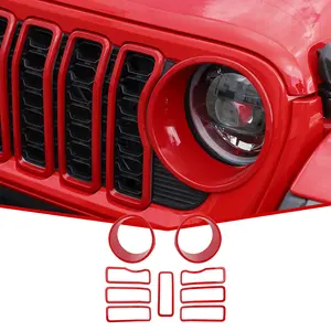 For 2024+ Jeep Wrangler JL/Gladiator JT Grille Insert+Front Headlight Cover Trim Car Exterior Accessories ABS