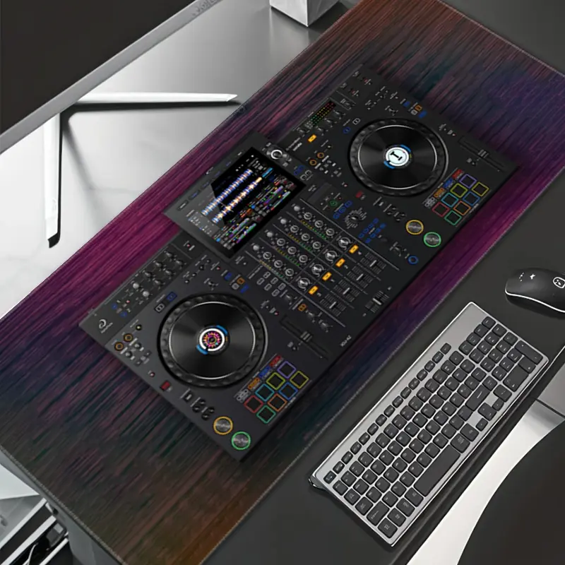 DJ Mixer Console Mouse Pad DJ Equipment Gaming Mouse Pads Black Mousepad XXL Rubber Stitched Edges Keyboard Pad Desk Accessories Large Extended Desk Decor For Office