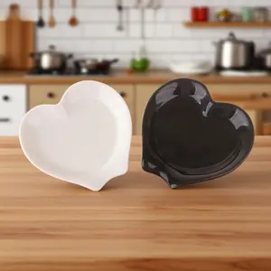 2 Pack Heart Ceramic Spoon Rest Stackable Easy Clean Non Spill Smooth Glaze Kitchen Counter Stove Organizer Farmhouse Decor