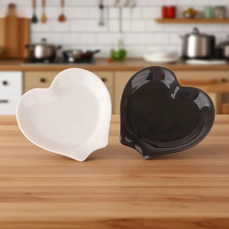 2 Pack Heart Ceramic Spoon Rest Stackable Easy Clean Non Spill Smooth Glaze Kitchen Counter Stove Organizer Farmhouse Decor