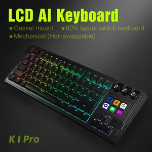 78-Key Wired Mechanical Gaming Keyboard, Switches, Hot-Swappable, 6 LCD Ai Programmable Shortcut Keys, RGB Backlit, 6 Macro Keys