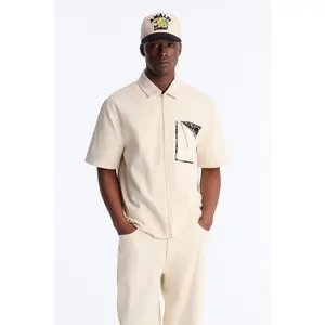 Textured Paradise Thread Zip Shirt - Cream