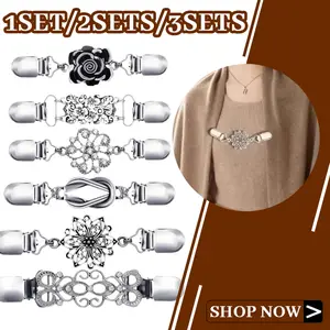 6/12/18PCS Cinch Clip, 6 Styles of Fashion Sweater Shawl Clips, All-match Vintage Shirt Clip, Fashion Sweater Shawl Clips, Vintage Cardigan Collar Clip, Dress Clips Suitable for Women Girls and Lady