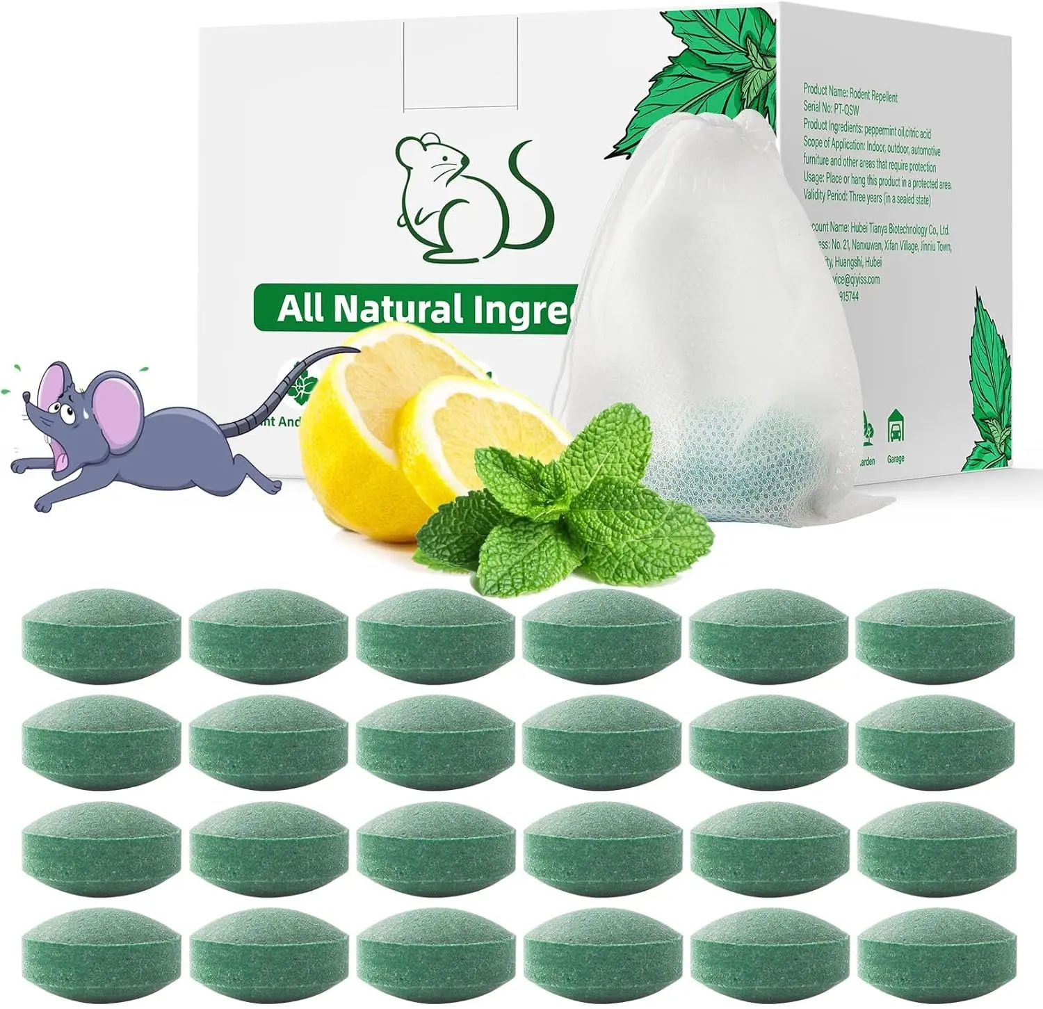 Pest Rodent Repellent 24 Pack Peppermint Oil for Mice Mouse Rat Spider Roach Ant Bug Squirrel Insect Control Indoor Outdoor Natural Mouse Deterrent Replace Traps Family Pet Safe