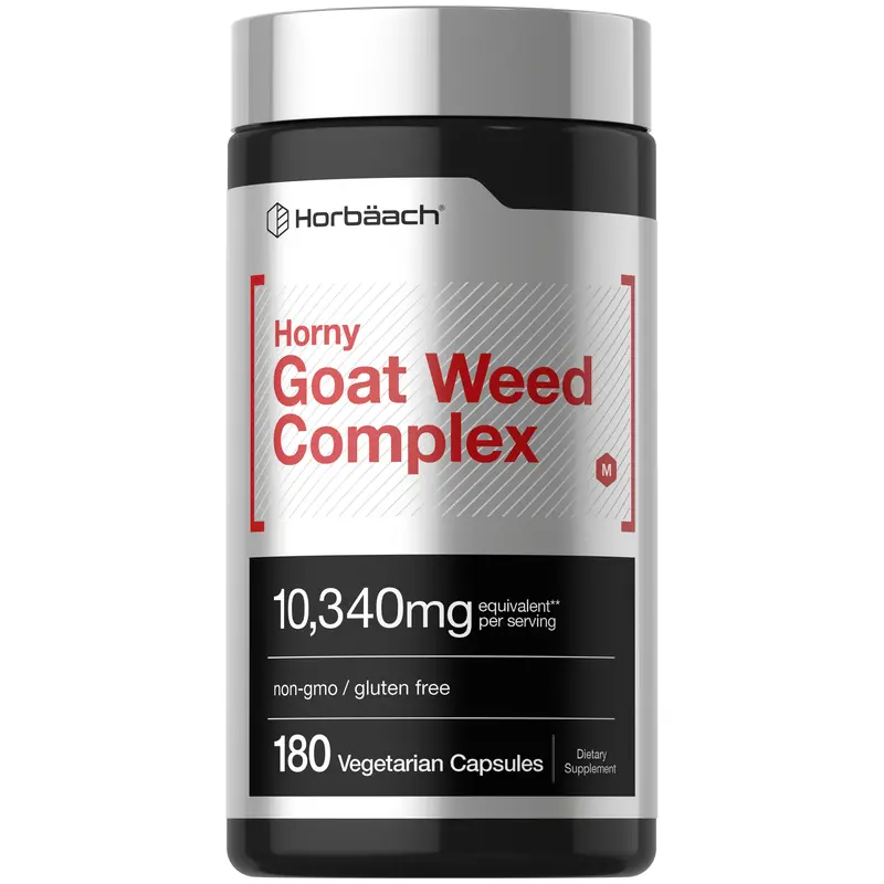 Horbäach Horny Goat Weed Complex 10,340 mg - 180 Capsules - Vegetarian, Non-GMO, and Gluten Free Formula